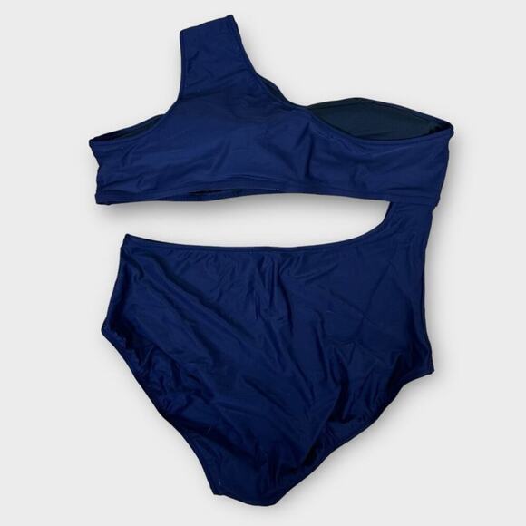 J. Crew One Piece Swimsuit Size 24 Navy Cut Out Full Coverage Buttons New - Picture 8 of 10